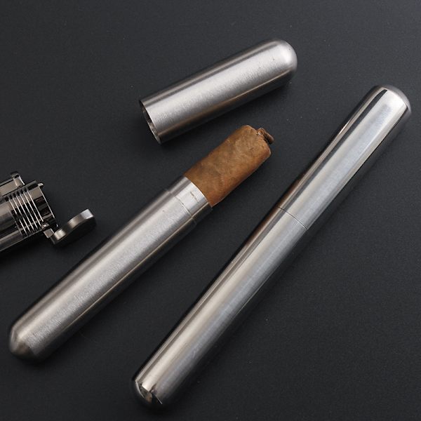 Cigar Etui Rør, 2 Pak Portable Rustfrit Stål Cigaræske, ZQKLA