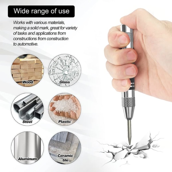 2 stk. Automatisk Center Punch, Automatisk Center Punch, Fjeder Spænding, ZQKLA