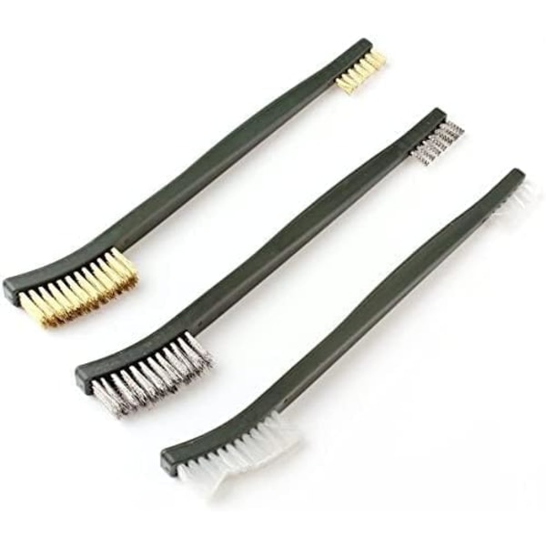 3 stk Mini Wire Brush Sett, Rust og Malingrenser for Metall, Rengjøring, ZQKLA