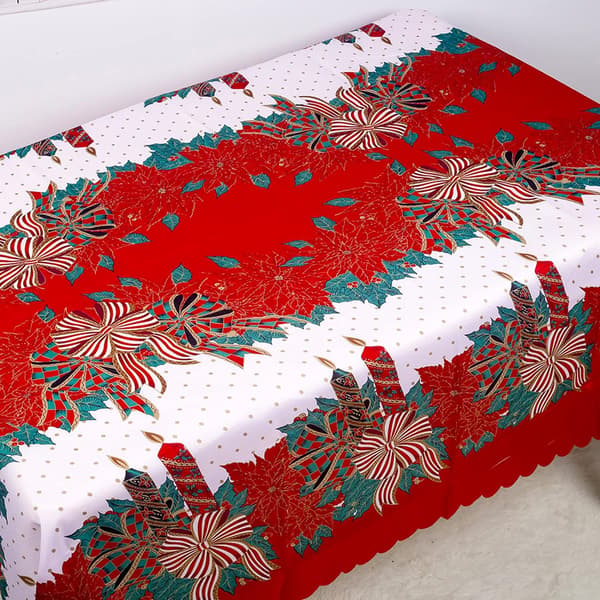 150 * 180cm Rød Rektangulær Juleduks Anti-Skli Polyester
