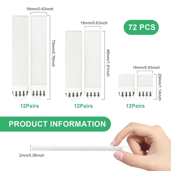 36 stk. Billedhængende Strips, S/M/L Ingen Boring Billedhængning, ZQKLA