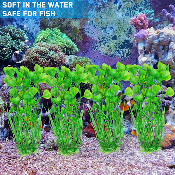 Akvariumdekorasjoner Planter, 4 stk Kunstige Akvarieplanter 15