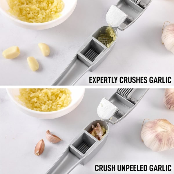 Vitlökspress, Vitlökshackare och Vitlökskivare, 2 i 1 Vitlökspress, ZQKLA
