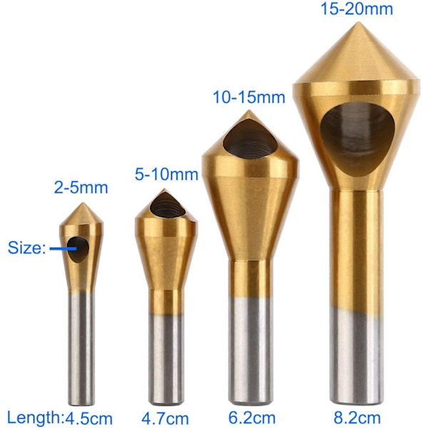 4 st Countersink Avfasningsverktyg HSS Konisk Borrbit f,ZQKLA
