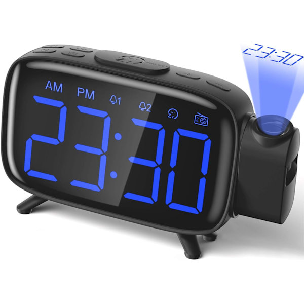 Projektionsväckarklocka Radio Digital Väckarklocka med 3 Ljusstyrkor, ZQKLA