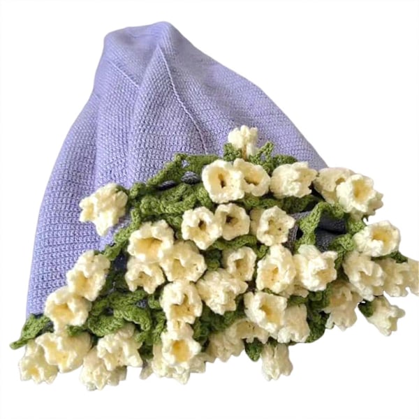 Bouquet filt DIY materialpaket, Virkad blombukett Romantiska stickade blommor Plädar för heminredning yellow