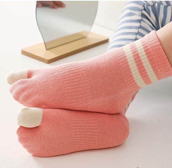 2 Par Cotton Toesokker med Stor Tå Flip Flops Elastisk Afslappet Str