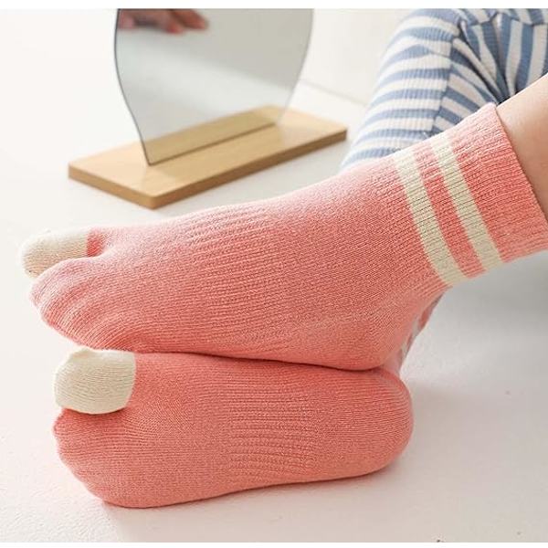 2 Par Cotton Toesokker med To Store Tær - Flip Flop Stil - Elastiske og Avslappende