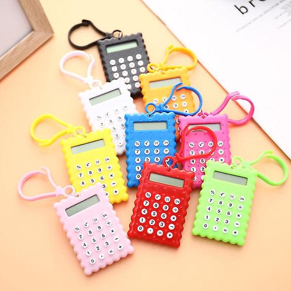 Student Mini Elektronisk Räknare Cookie Form Skola Kontor Blå