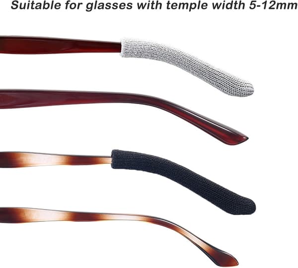 4 Par Brille Stang Betræk, (Sort og Grå) Brille Stang Co