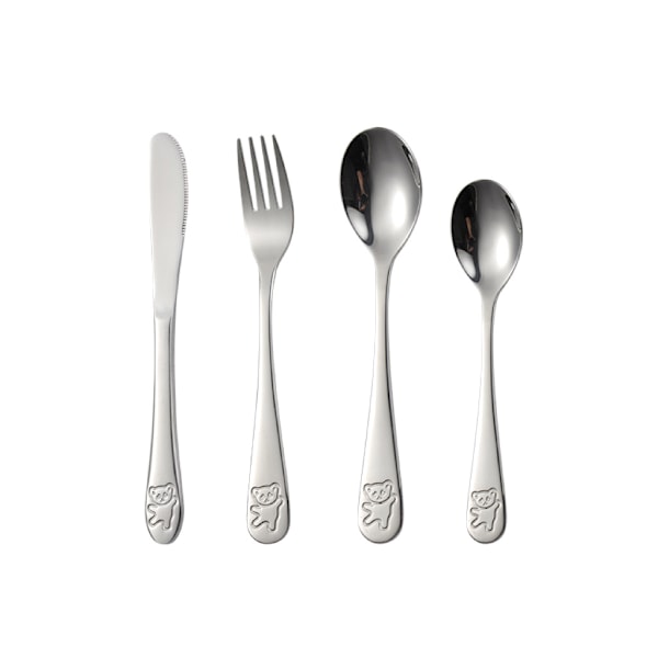 4 Pieces Kids Silverware Stainless Steel Children's Safe Child Spoon And Fork Set Toddler Utensils