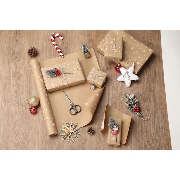 Julklappspapper Stjärnor 44cm x 10m Återvunnet Kraftpapper