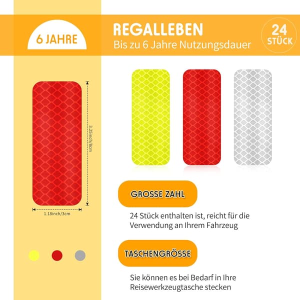 24 st Reflekterande Varningsdekaler Säkerhetsreflekterande Dekaler