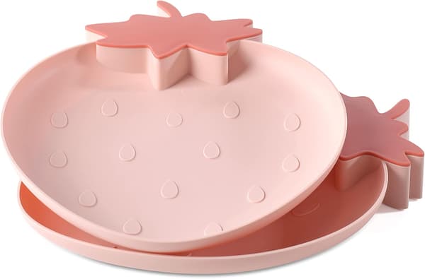 Jordgubbsformade Plastbrickor Snacksfat Kökskålar, 2-pack Plast