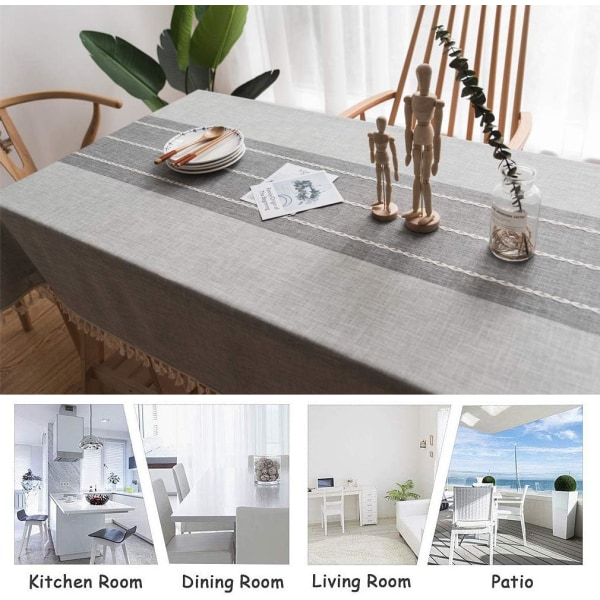 Utomhus Rektangulär Fläcktålig Dukskydd (Grå Ränder, 140 x 140 cm)