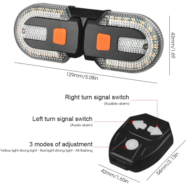 Cykelbaklykta med Blinkers - Separerad Trådlös Fjärrkontroll Co,ZQKLA