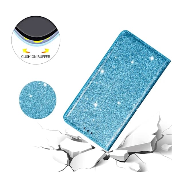 iPhone 15 Kotelo Flip Glitter Sininen,su
