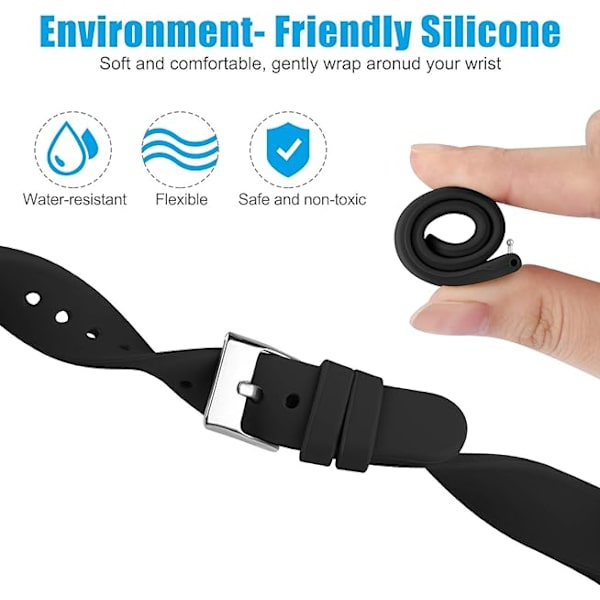 3 Tunna Armbands för Klocka, Kompatibla med Fitbit Versa 2 Band/Fitbit Versa/Fitbit Versa Lite/SE, Silikon Ersättningsarmband för Smartklocka black L
