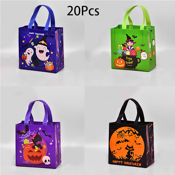 20 Pakker Halloween Ikke-vevde Poser Knask eller Knep Gaveposer P,ZQKLA
