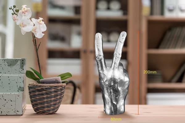 Silver Polyresin Handgest Figur Statyer Finger Skulptur, ZQKLA