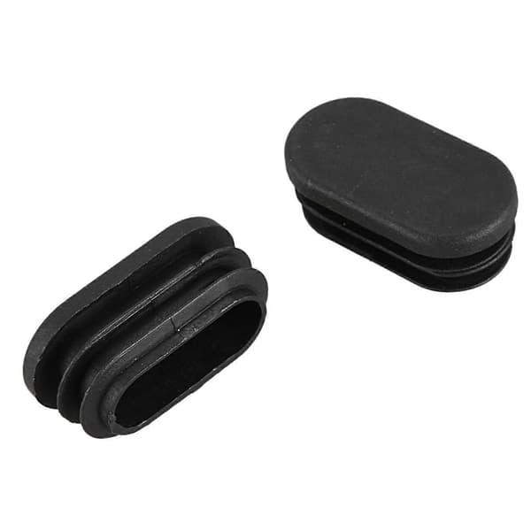 Ovale bordstolbenrør indsats endehætte 40mm x 20mm 20stk sort