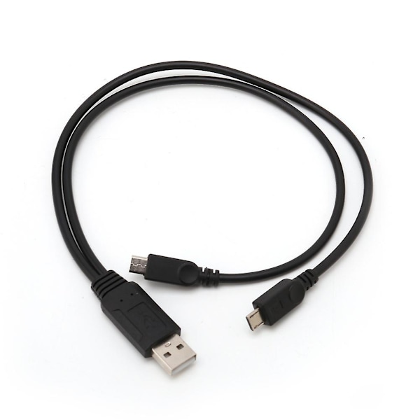 Bærbar 38cm USB Han Universal Micro USB Dobbelt Han Y Adapter Splitter Kabel