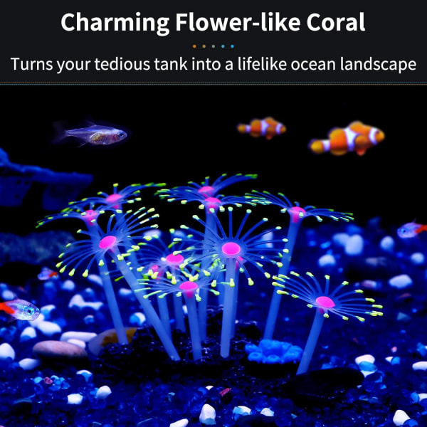 Kunstig glødende effekt Korall prydplante dekor for fisk A