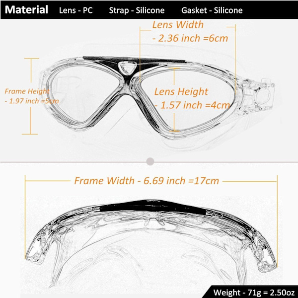 Svømmebriller, Voksen Pool Briller Transparent Anti-Dug Wa,ZQKLA