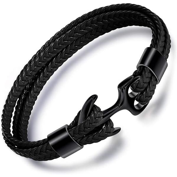 Herrar Vintage Anker Läderarmband Flerskiktsarmband Cu,ZQKLA