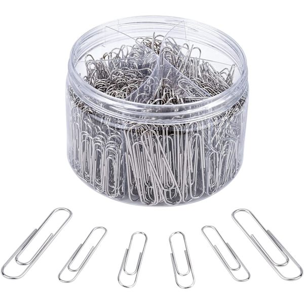Metal Papirclips i Sølv Papirclips med Assorterede Størrelser 28m, ZQKLA