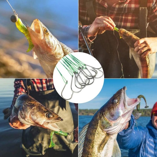 Paket med 10 Fiskekrokar Högkolstål Hullingförsedda Krokar Fisk, ZQKLA