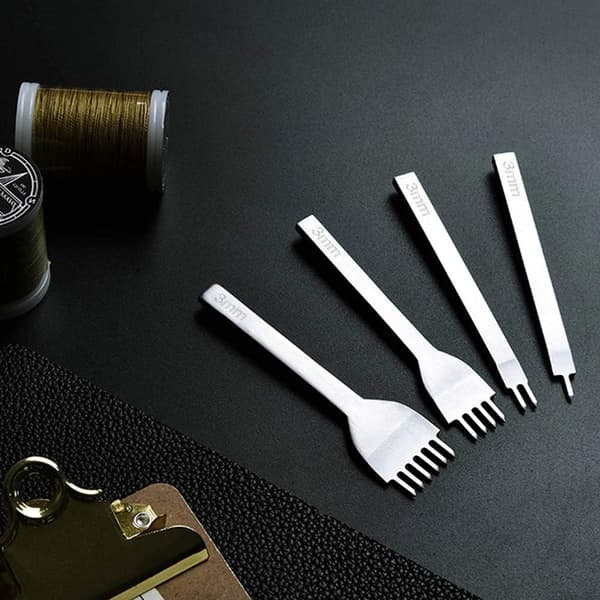 4-pack Läderhålstämplar, 3mm DIY Hålstämpel Läder, ZQKLA