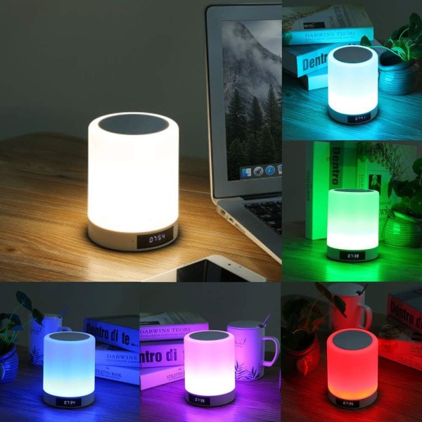 Fargerik Bluetooth Høyttalerlampe Bærbar Nattbordslampe Usb Re, ZQKLA
