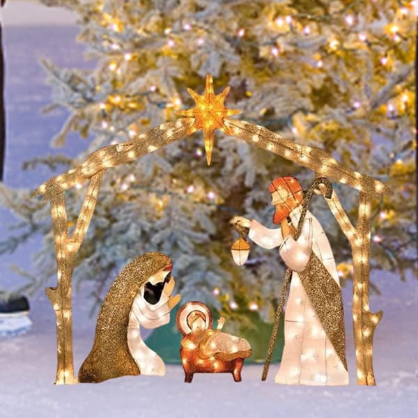 Julkrubba med belysning, utomhusdekoration