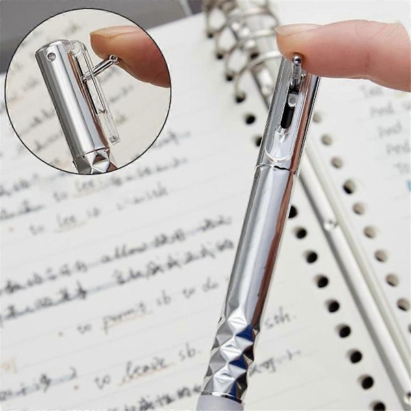 Geometrisk metall krøll penn fidget, stressreduserende metall formskiftende bryterpenn, 0,5 mm uttrekkbar gelpenn, flerfarget