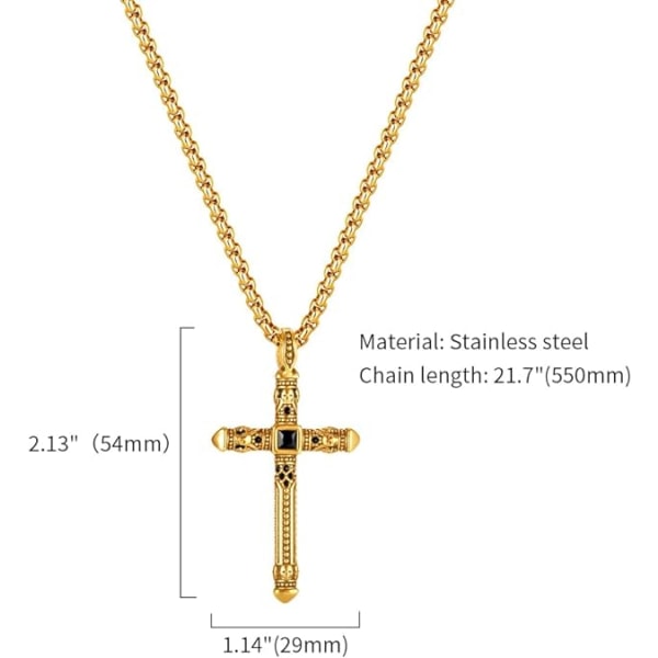 Cross Necklace Men Catholic Church Stainless Steel Cross Pendant