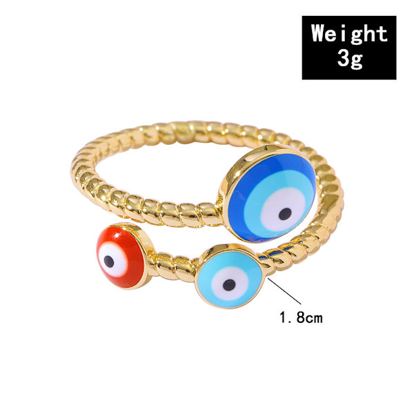 Ondt Øye Ring for Kvinner, Gullbelagt Fargerik Cubic Zirconia, ZQKLA