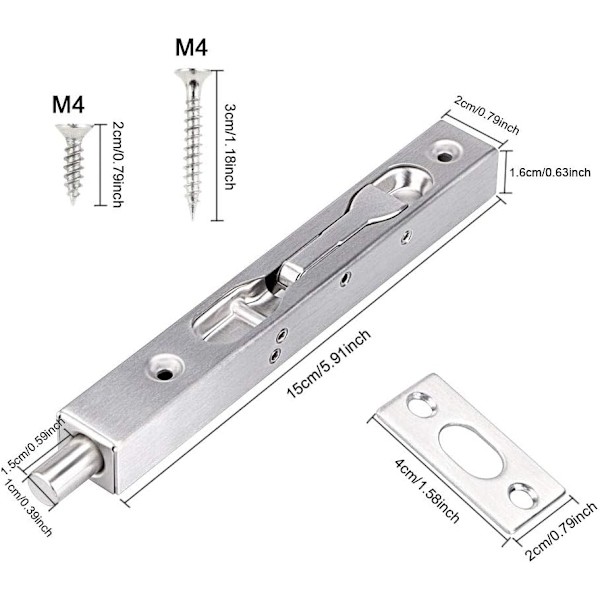 Ruostumaton teräs piilotettu turvaovi 15 * 1,6 * 2cm Rustp, ZQKLA