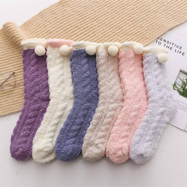 6 st Mjuka Toffelsockor för Dam, Bekväma Tjocka Vinter, ZQKLA
