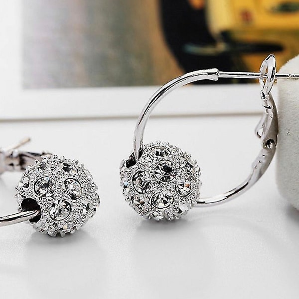 [ 1 Pair  Mosaic Rhinestone Ball Pendant Earrings For Girls ]