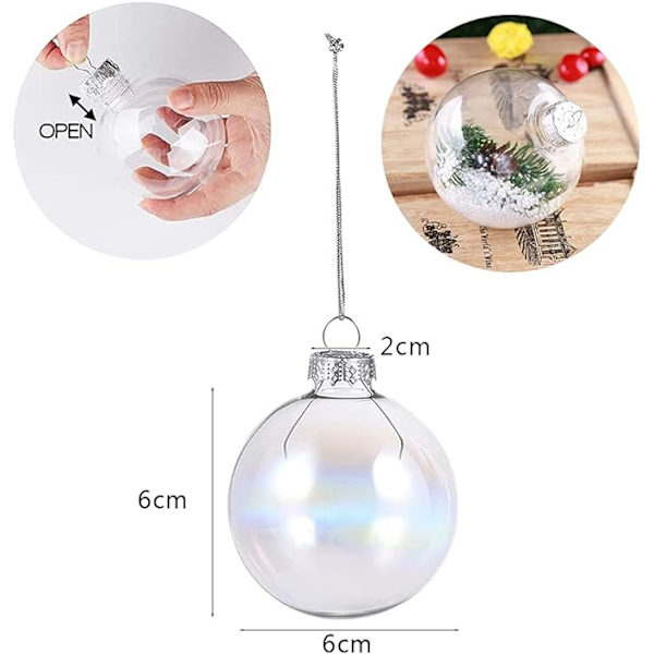 Klar Fyllbar Plastkule, Klar Fyllbar Kule, Transparent Chr