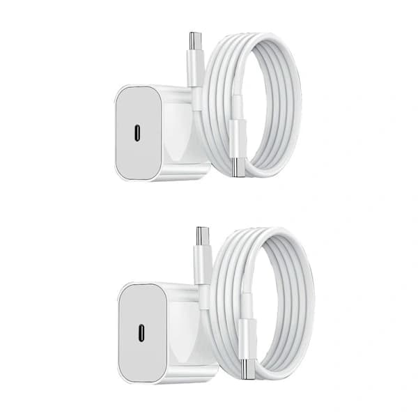 Laddare - Snabbladdare 20W USB-C-adapter + Kabel 2m Vit 2-pack 2-pack USB-C 2-pack USB-C,su