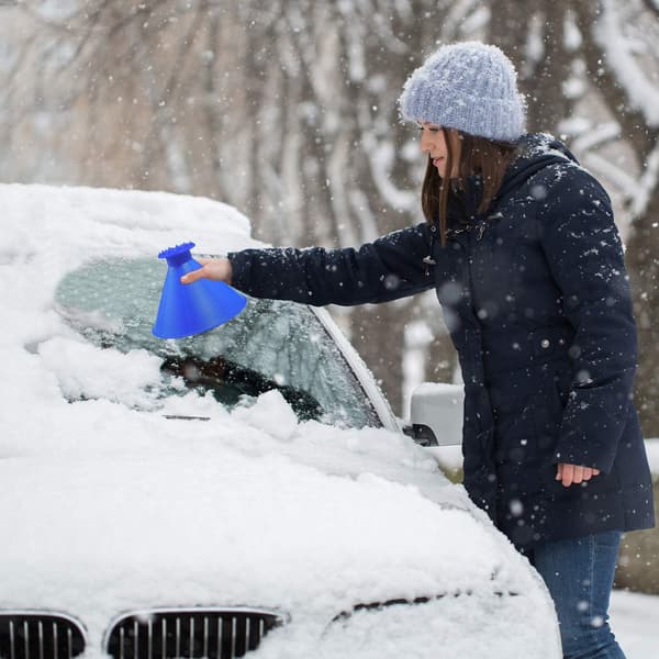 2-pack isskrapa med tratt, rund snöskrapa för bil (blå)