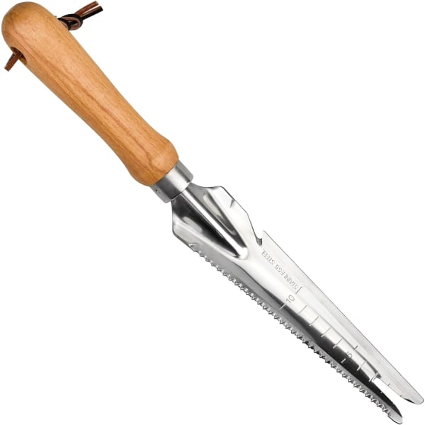 Stainless Steel Weeding Gouge Tool with Wooden Handle, 33.5c,ZQKLA