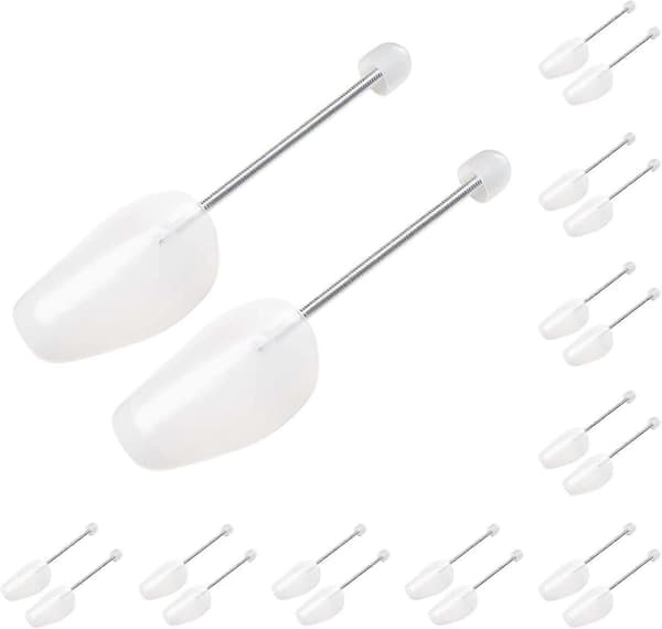 10 Par Plastiska Skoträd Formare för Män (Vit)