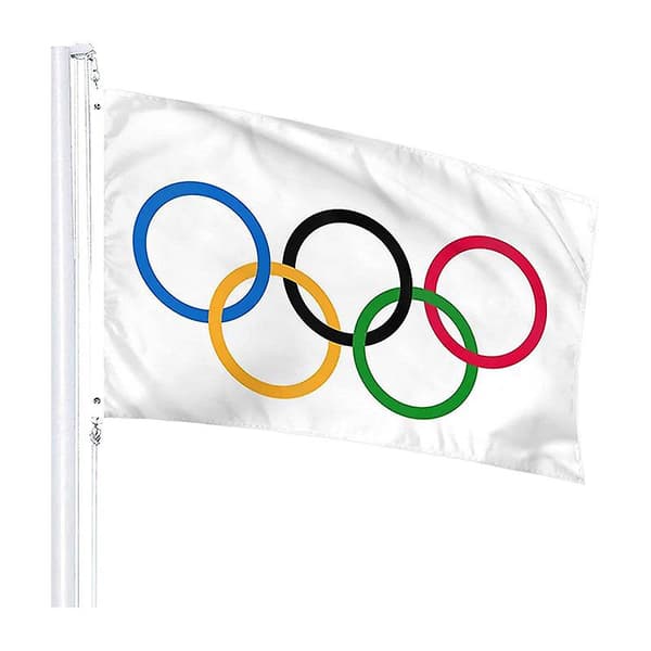Vikbar Olympiska Spelen Fem Ringar Flagga Tjockare Polyester Banner