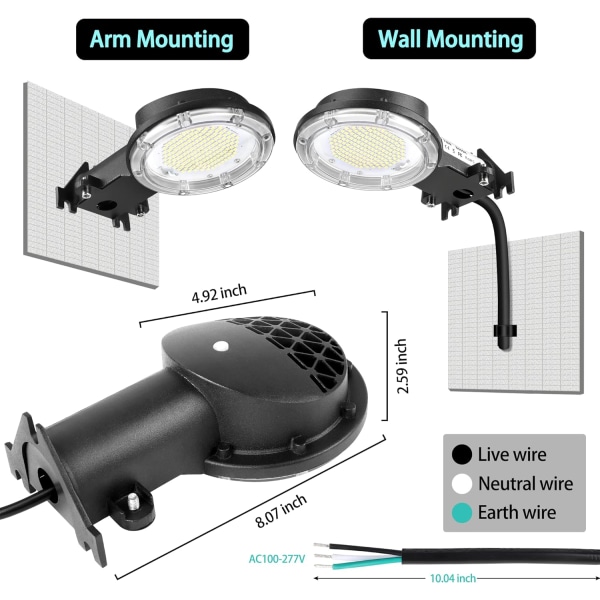 Belysning 70W LED Låve Lys Skumring til Daggry Utendørs Hage Lys, ZQKLA