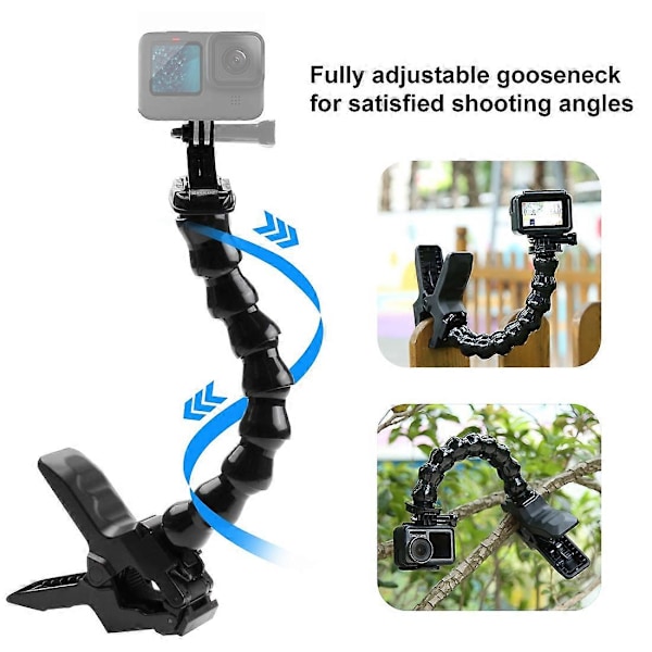 PULUZ Action Sports Kameraer Kjeve Flex Klemme Feste for GoPro, Insta360, DJI og Andre Action Kameraer