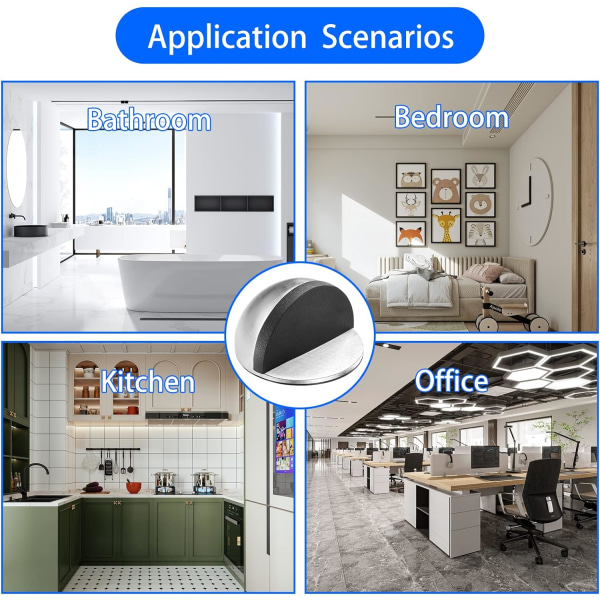 Sæt med 6 dørstoppere, selvklæbende dørstoppere i rustfrit stål, ZQKLA