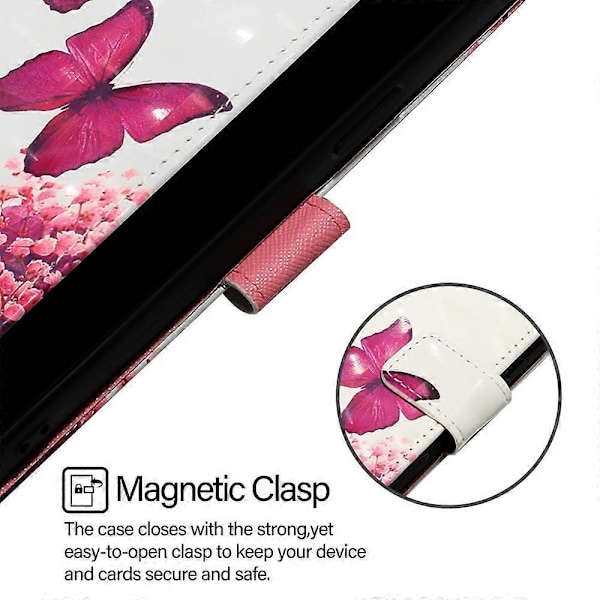 Læder Telefon Cover til Motorola Edge X30 / Edge 30 Pro Rose Butterfly